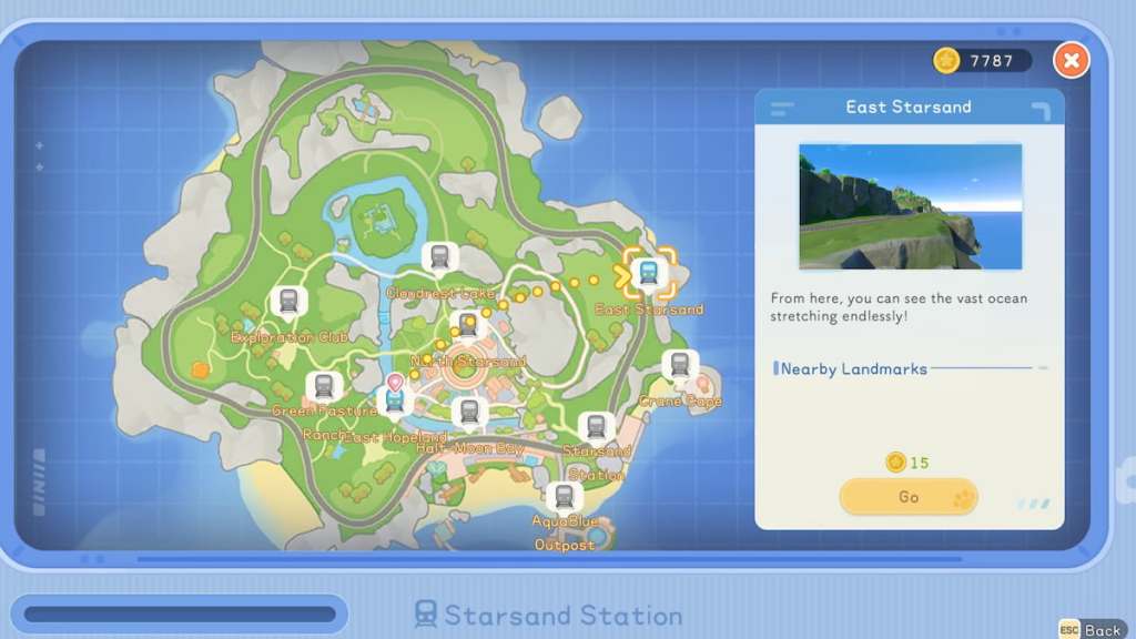 starsand island fast travel map