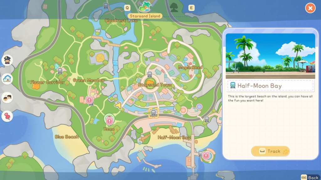 Fast travel stations on the map in starsand island