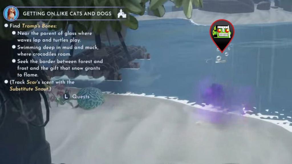 Tramp bone in water in disney dreamlight valley