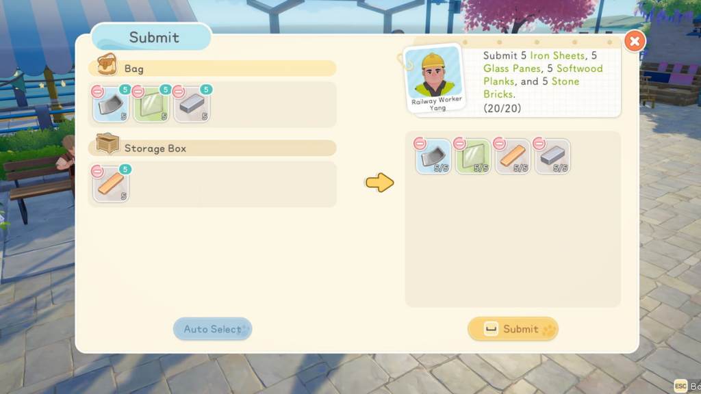 Giving construction team missing supplies in starsand island