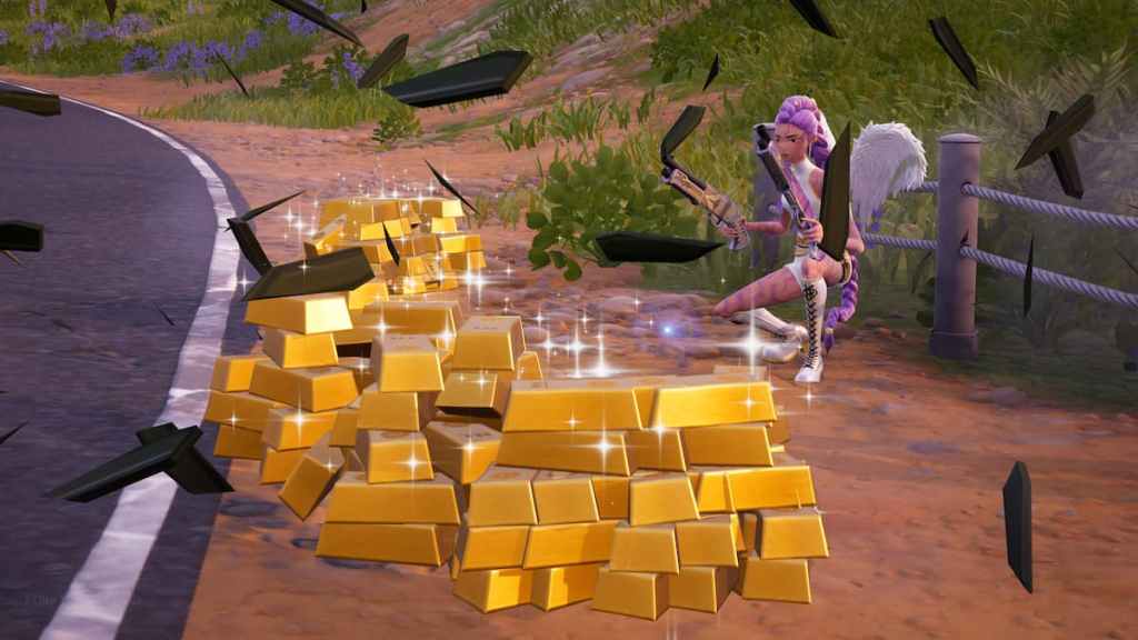 Gold bars on ground from supply drop in Fortnite