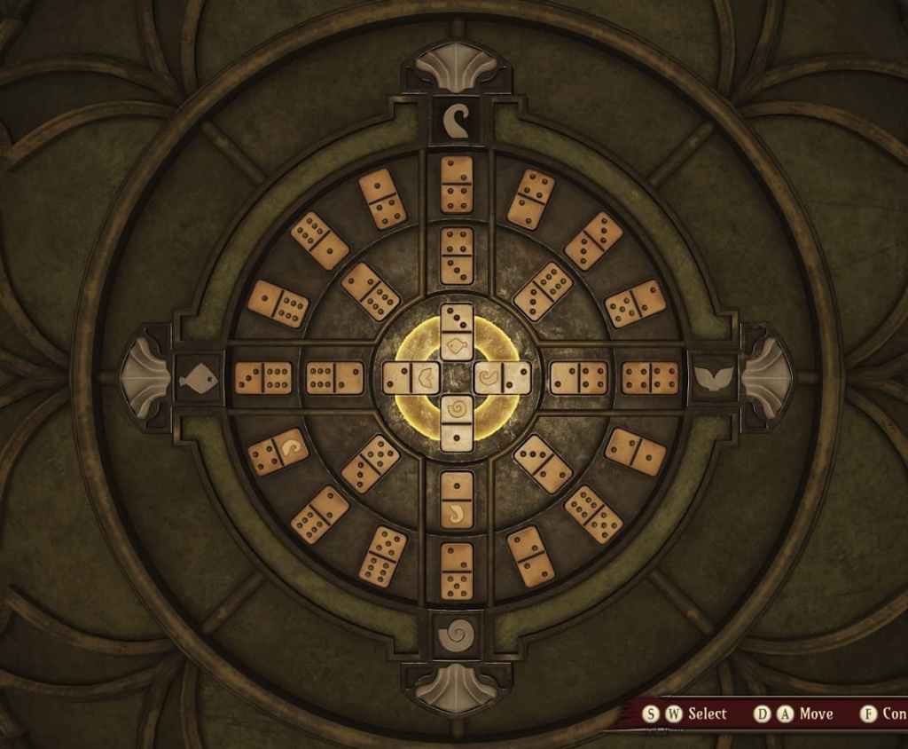 Domino puzzle solution in La Fortuna Esmeralda in Crisol Theater of Idols