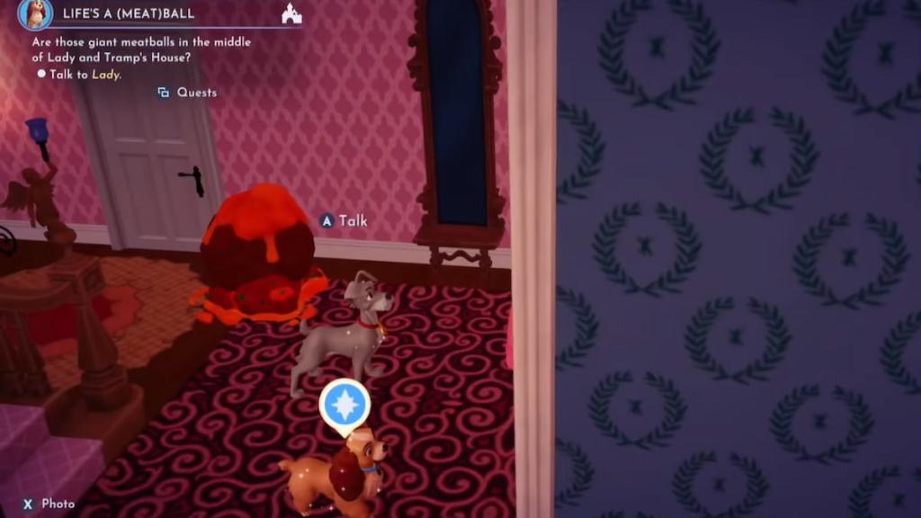 Meatball in lady and tramp's house in disney dreamlight valley