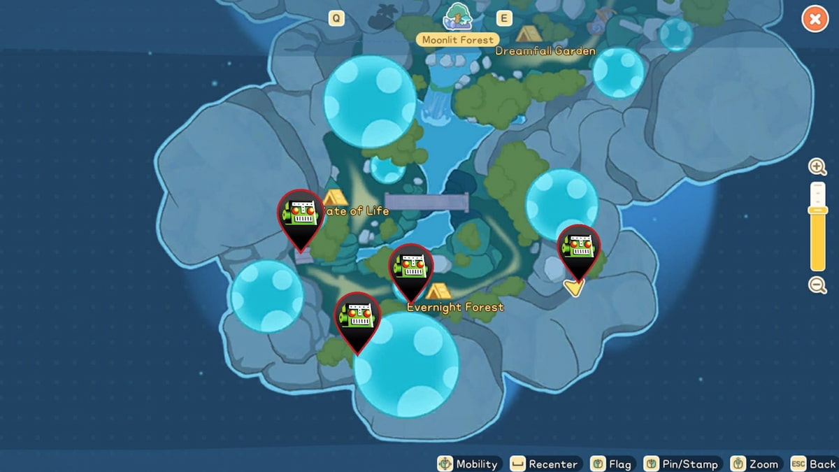 Copper ore locations in moonlit forest in starsand island