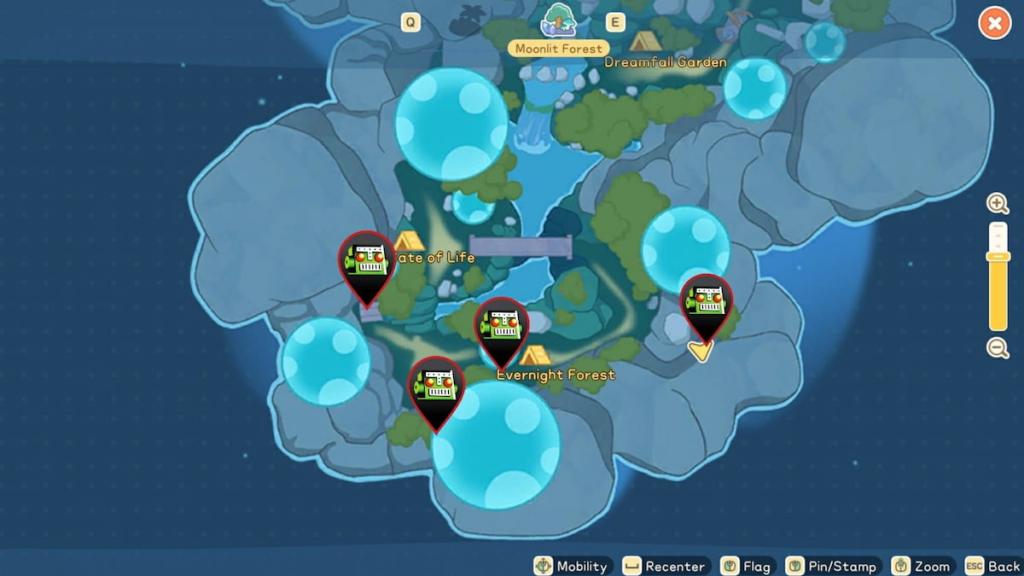 Copper ore locations in moonlit forest in starsand island