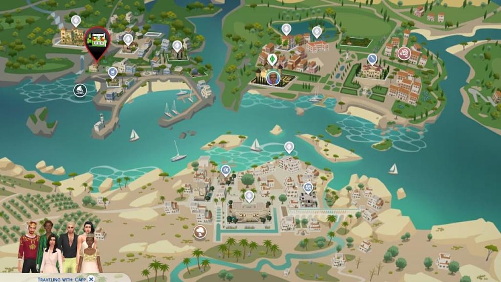Ondarion world map with blacksmith marked in the sims 4