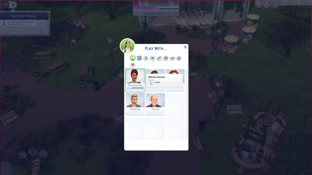 Play chess option in the sims 4