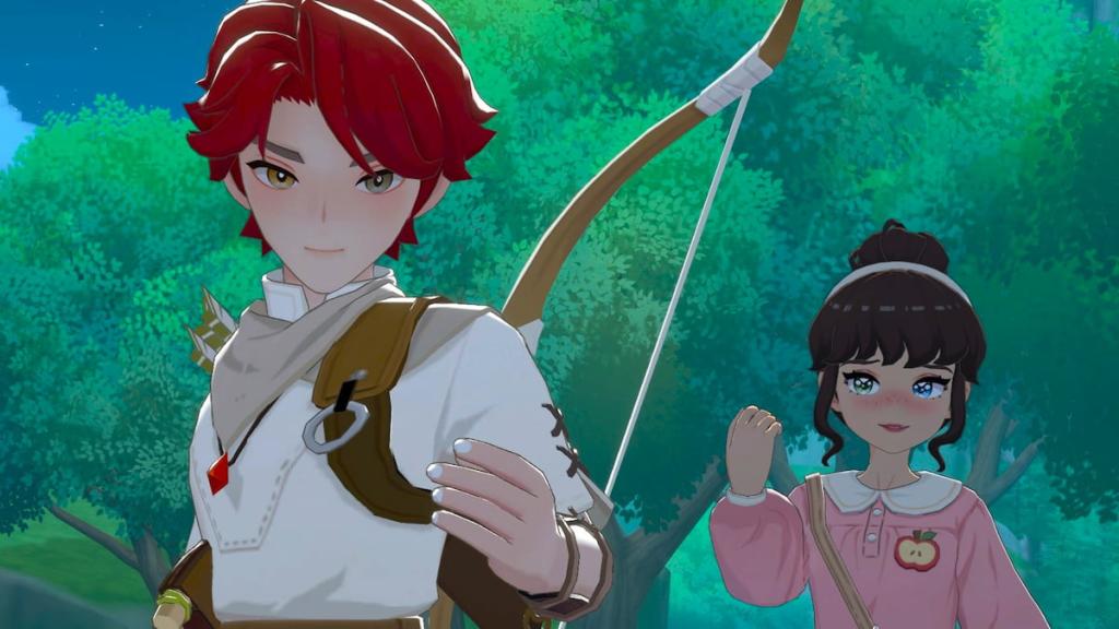 Player standing next to zephyria in forest in starsand island