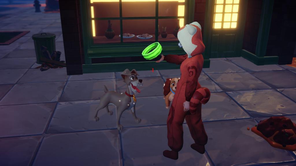 Giving well-loved dog collar to tramp in disney dreamlight-valley