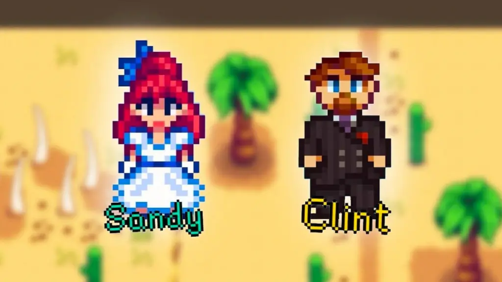 Sandy and clint in stardew valley