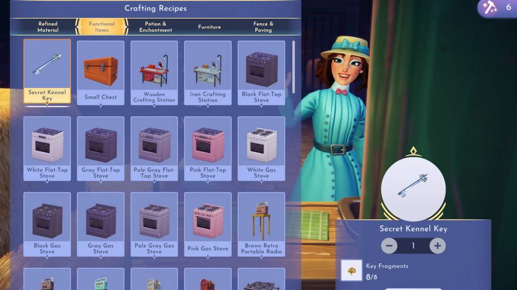 Crafting secret kennel key in disney dreamlight valley