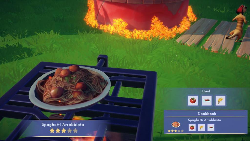 Spaghetti arrabbiata in disney dreamlight valley