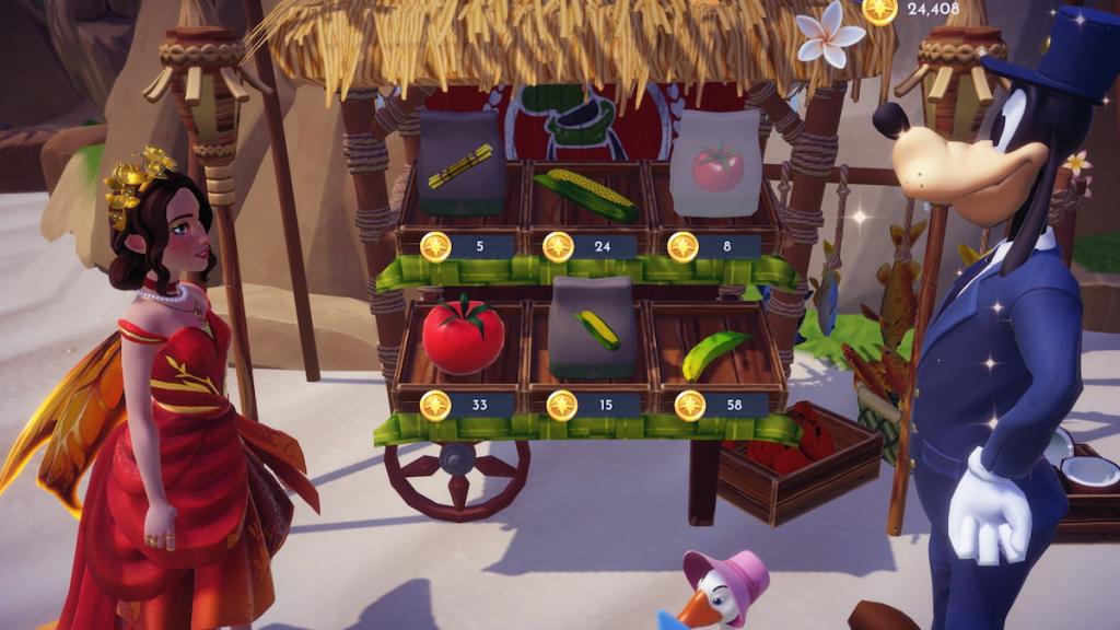 Buying tomato seeds from goofy in disney dreamlight valley