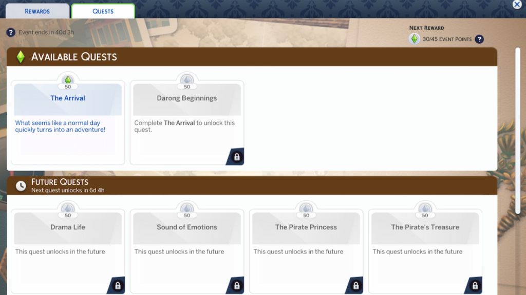 Week one lost legacies event quests in the sims 4