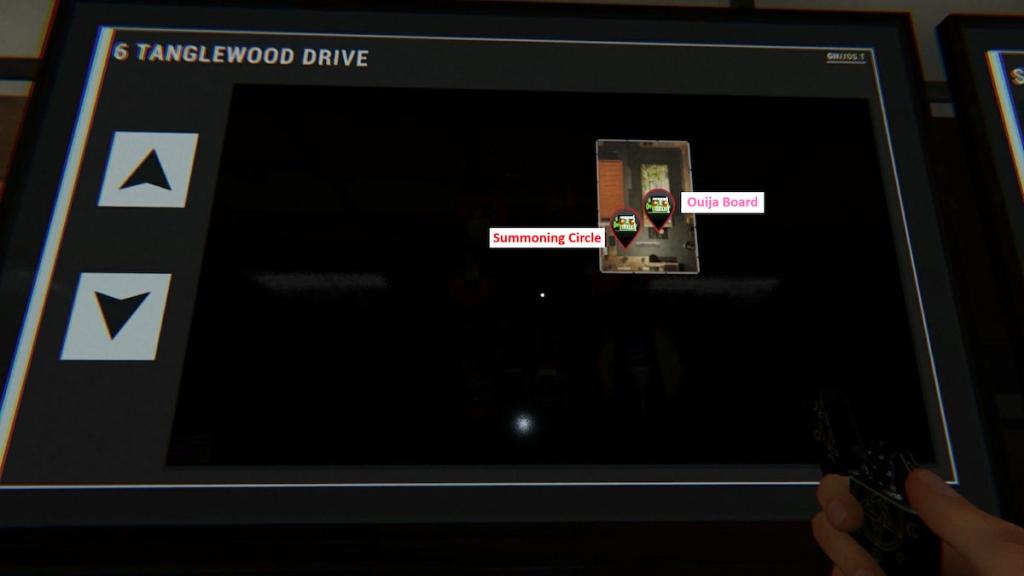 All cursed objects in 6 tanglewood drive basement marked on map in phasmophobia