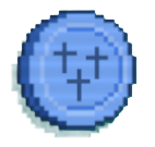 A blue coin, the Boost Coin, from RACCOOIN