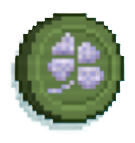 A green coin with a four-leaf clover, the Cloveroin in RACCOIN