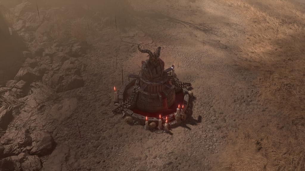 The Shrine of Slaughter, a Shrine with a bust of the Butcher in Diablo 4.