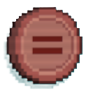 A red coin with an equal sign in the middle