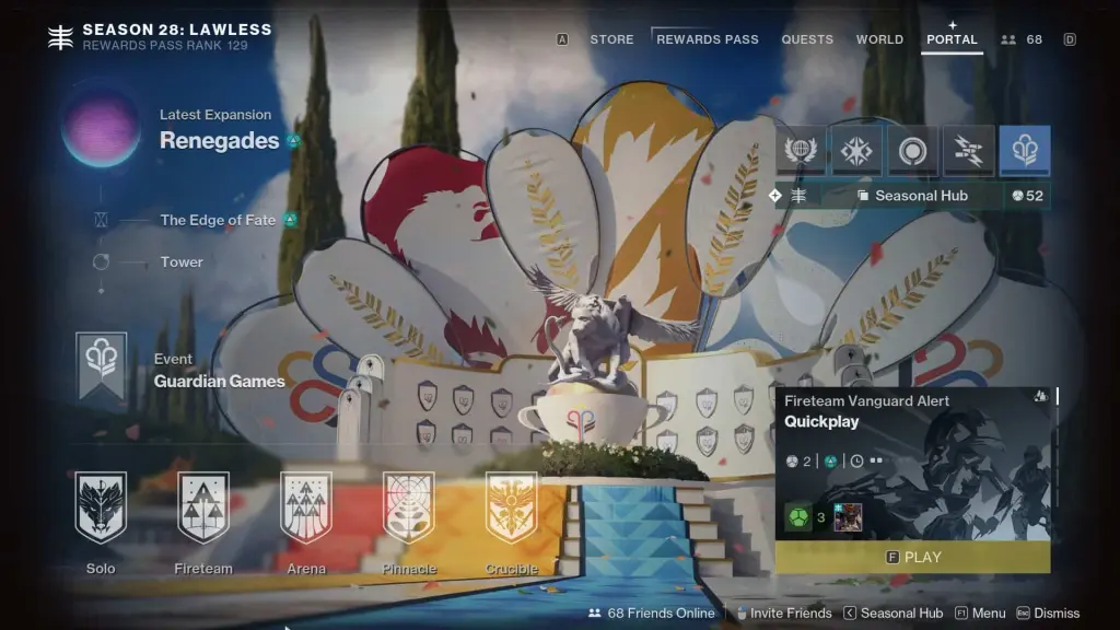 The Portal Screen for Guardian Games 2026 in Destiny 2