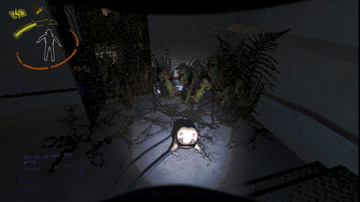 Maneater standing in front of a row of Cadaver Bloom, blocking a doorway