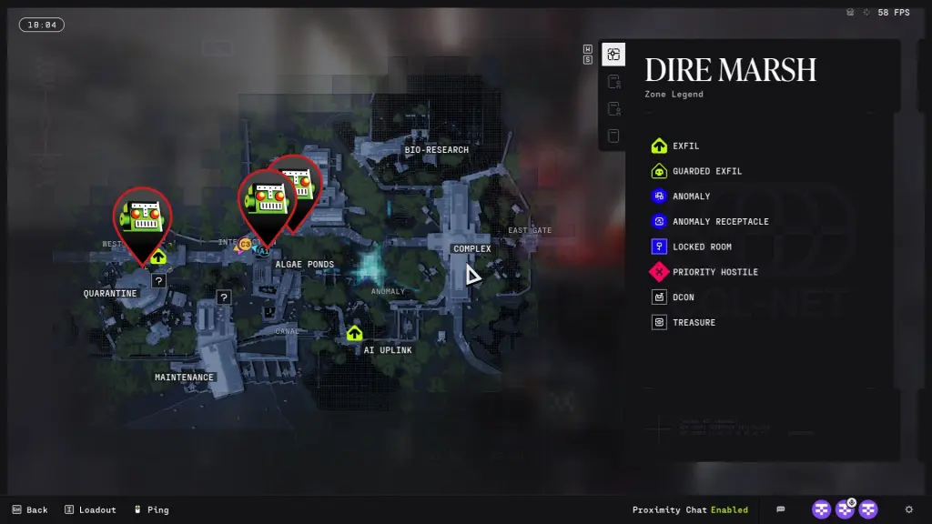 Inert Sample locations in Dire Marsh