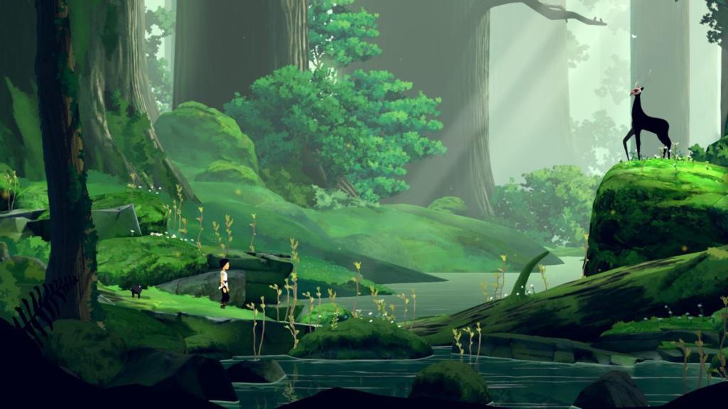 Lana looking over at the deer spirit