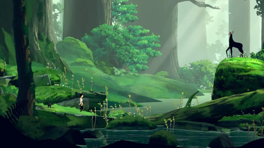 Lana looking over at the deer spirit