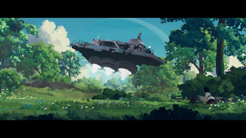 Lana hiding from a large aircraft