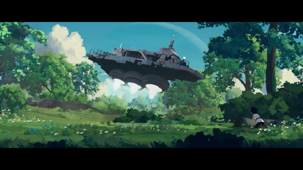 Lana hiding from a large aircraft