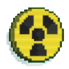 A coin with yellow and black hazard icon