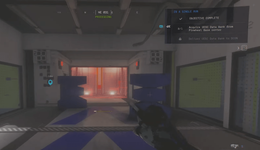 Locked elevator that leads to the Pinwheel Base UESC Data Bank