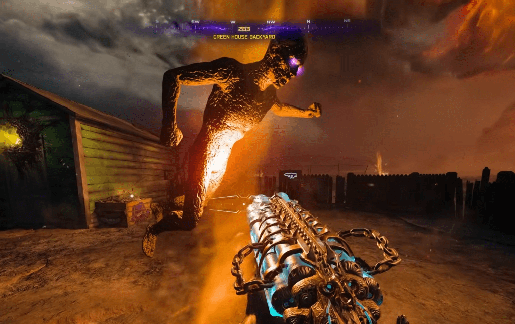 Zombie trapped in a fire tornado