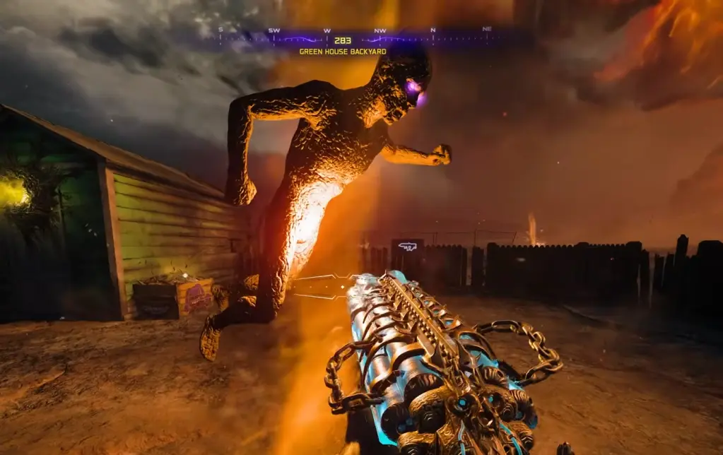 Zombie trapped in a fire tornado