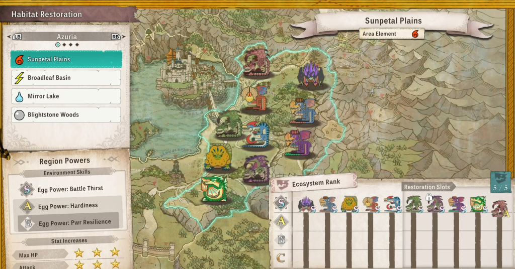 Restore Habitat screen in Monster Hunter Stories 3