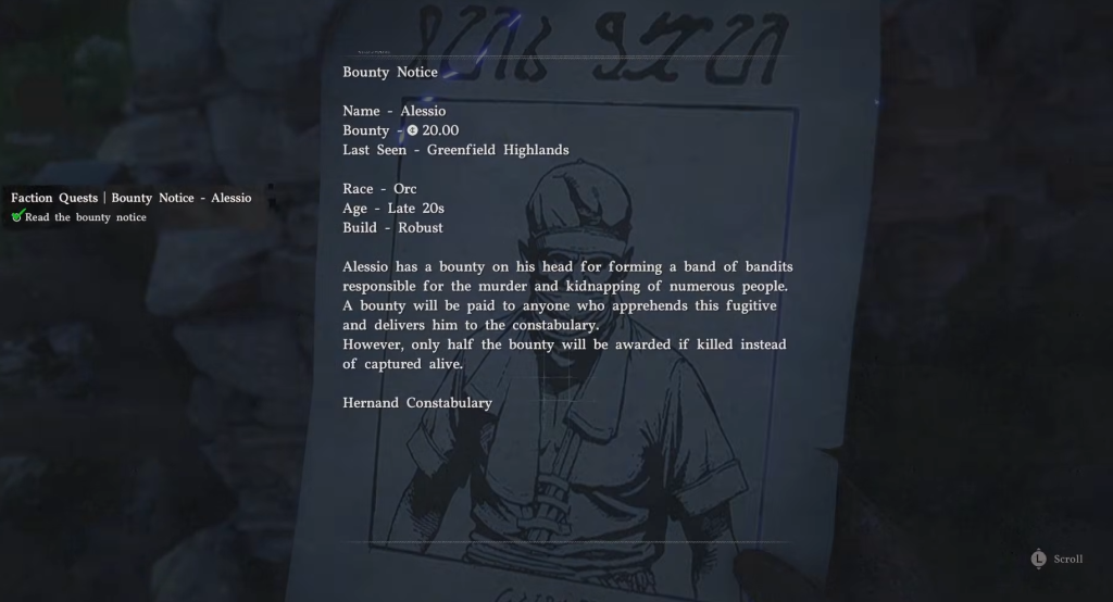 Alessio bounty in Crimson Desert