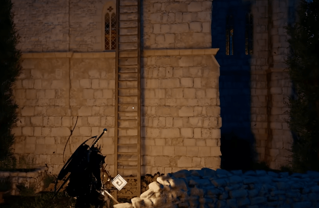 Ladder that leads to the top of the tower in House of Healing