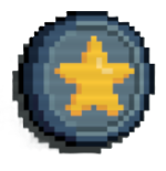 A coin with a yellow star in the middle