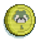 a lime green coin with a raccoon head on it