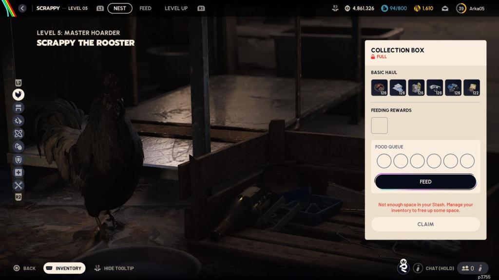 Feeding Scrappy with food items