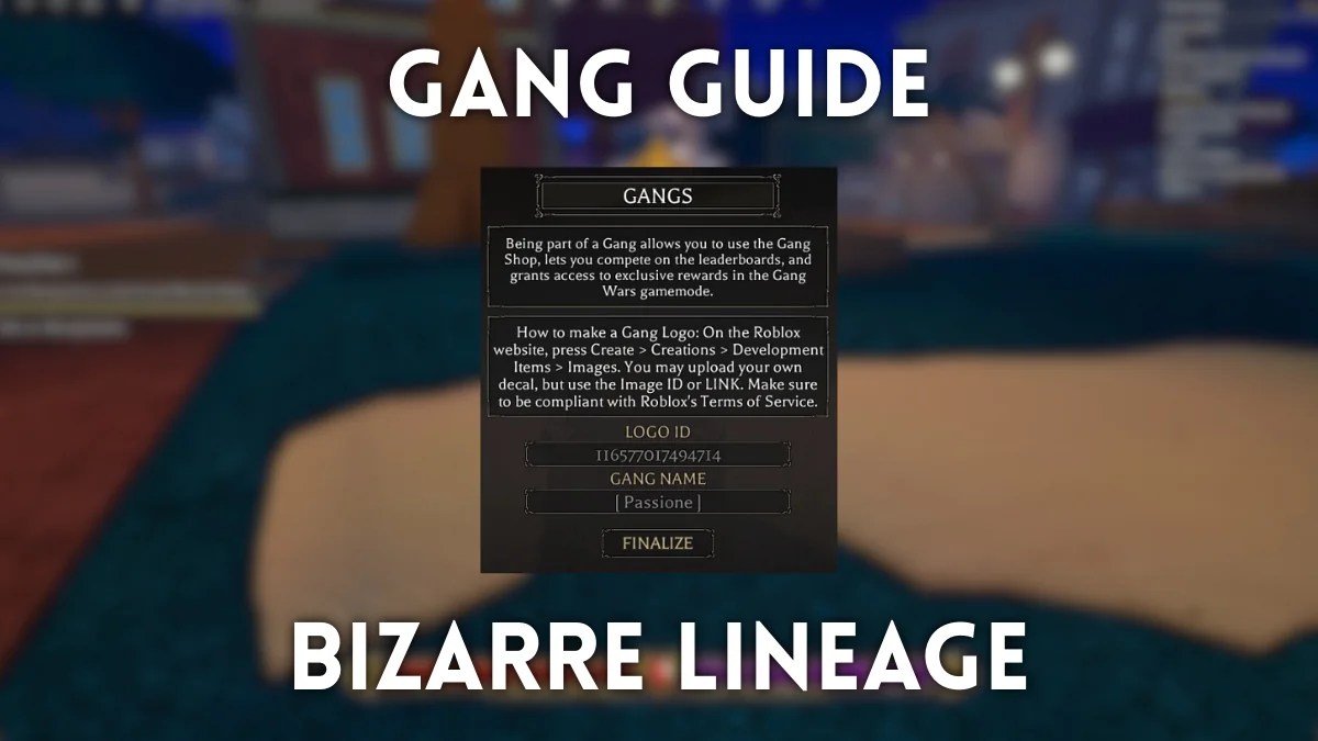 Gang (Clans) guide for Bizarre Lineage Roblox experience.