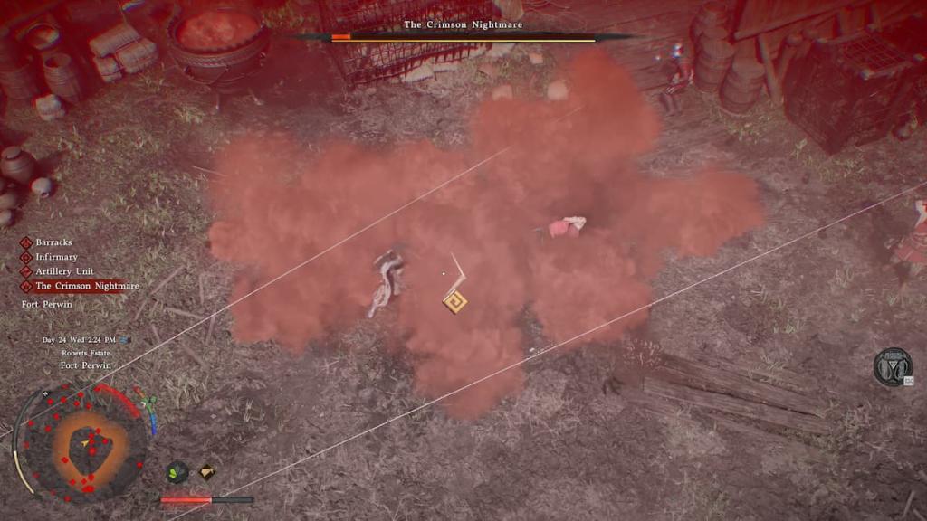 Crimson Nightmare boss knocked down in Crimson Desert.