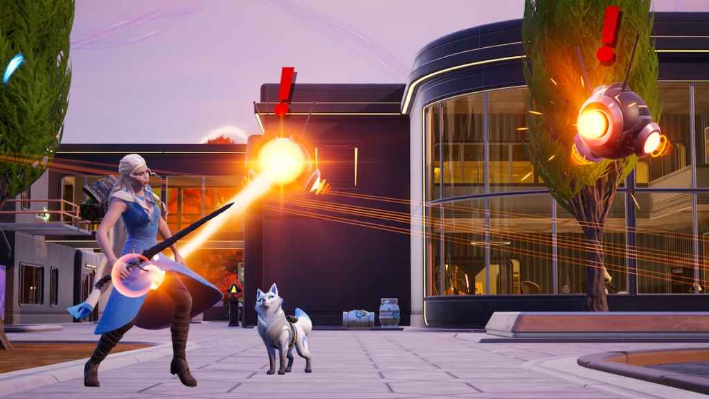 Drones shooting lasers at dany in fortnite