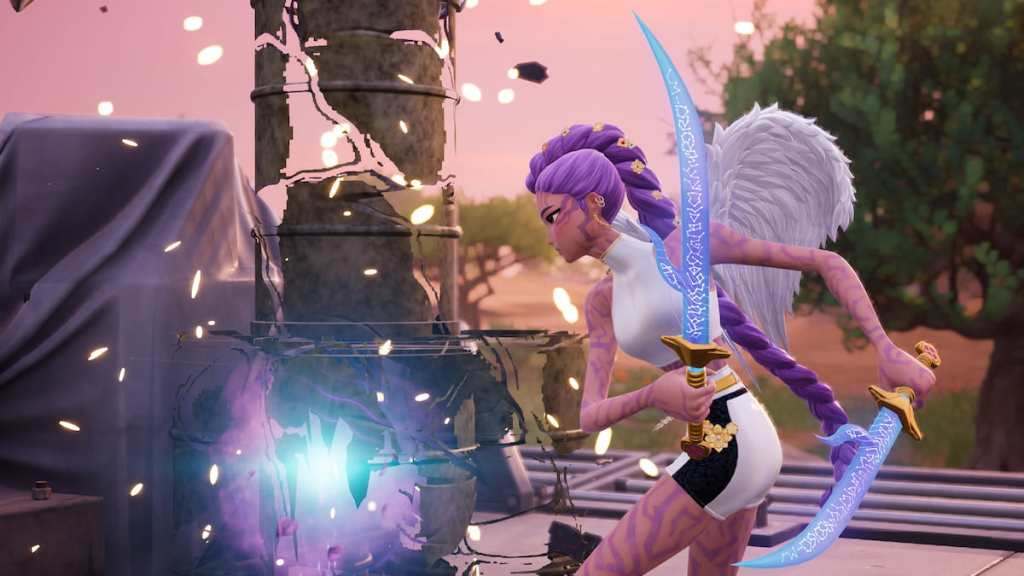 Rumi breaking objects with sword pickaxes fortnite