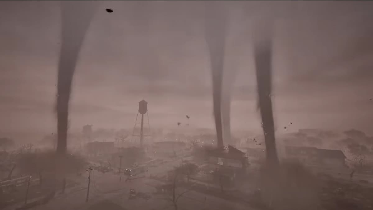 Tornados surrounding a town in Funnel Runners.