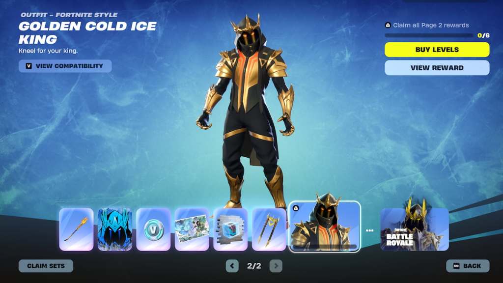 ice king rewards page in fortnite