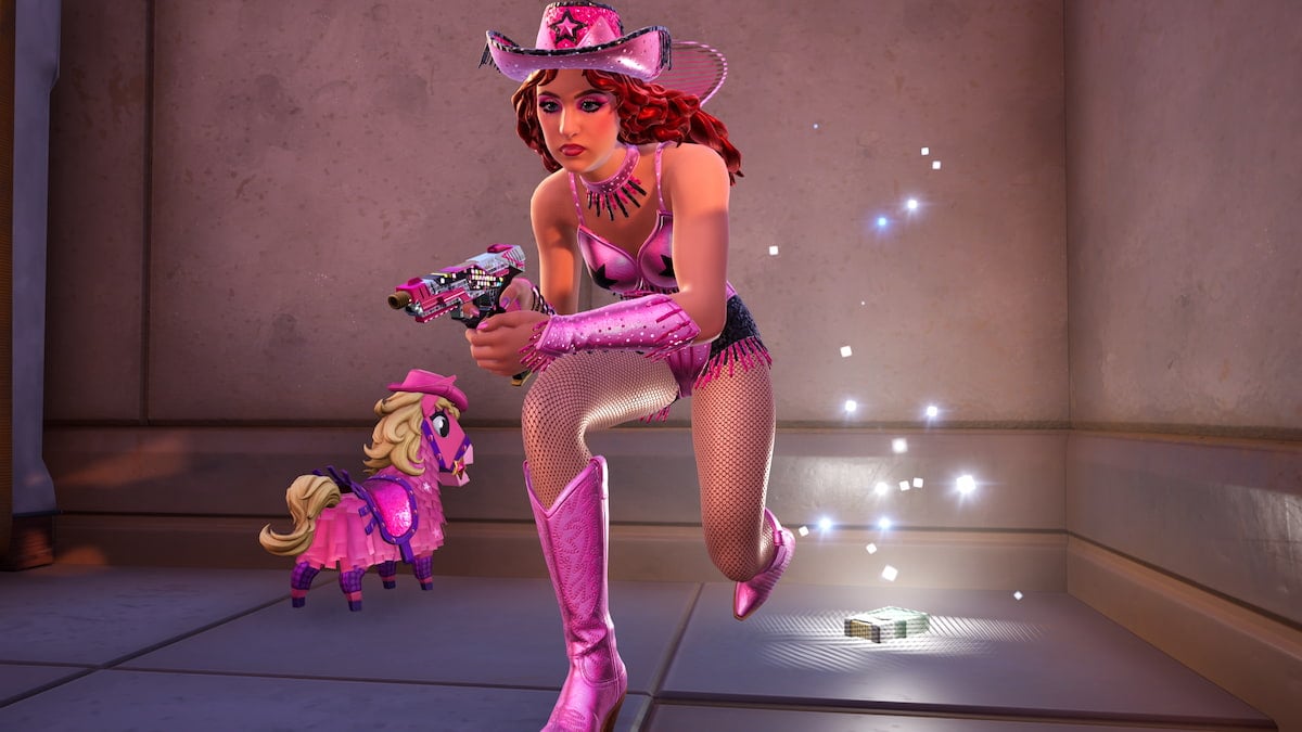 Chappell roan kneeling next to sparkling visitor's ship log in fortnite