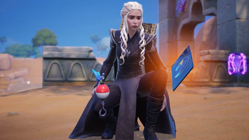 Dany kneeling by lighthouse vault keycard in fortnite