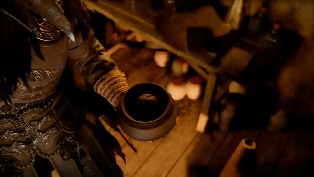 Crimson Desert Palmar Pill crafting cutscene.