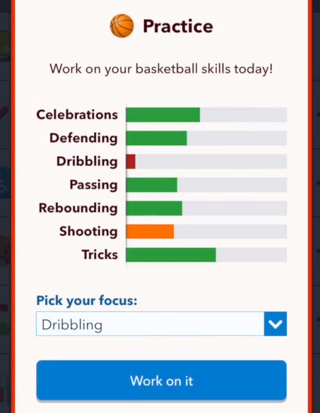 practicing basketball in bitlife